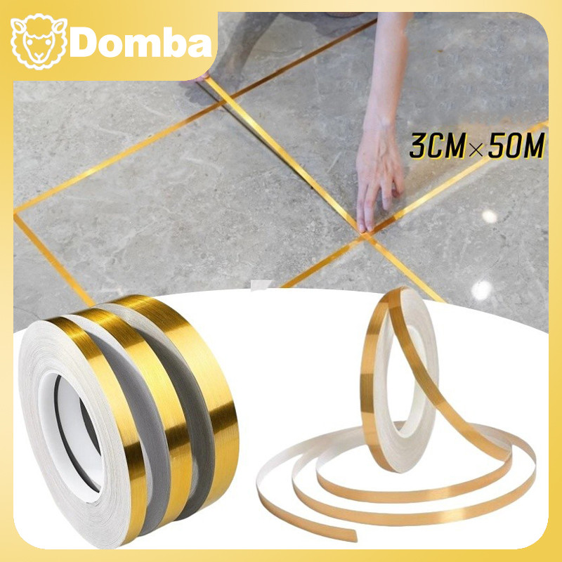 Sticker Dekorasi Gold 50M X 3cm - Gulungan Stiker Pembatas Keramik Untuk Lantai, Dinding, Lemari, Ta