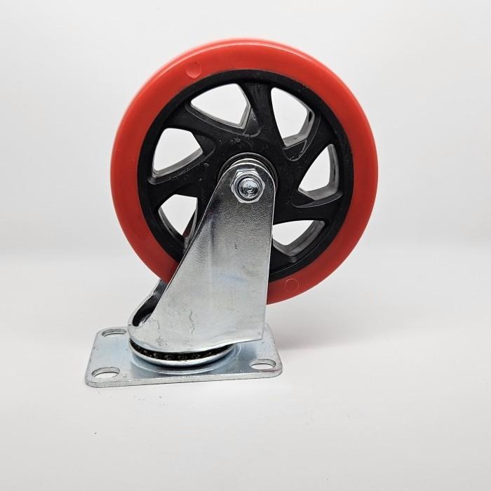 Roda Troli Pu Merah Medium Duty 5 Inch 1Set ( 2Rem 2Hidup )