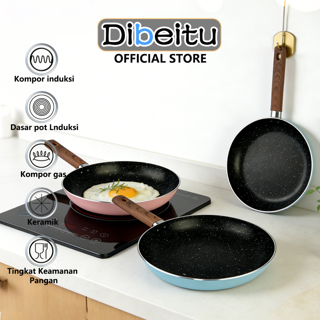 Wajan Anti Lengket Frypan Granite Marble Coated Anti Lengket Panci Anti Lengket Wajan Kecil