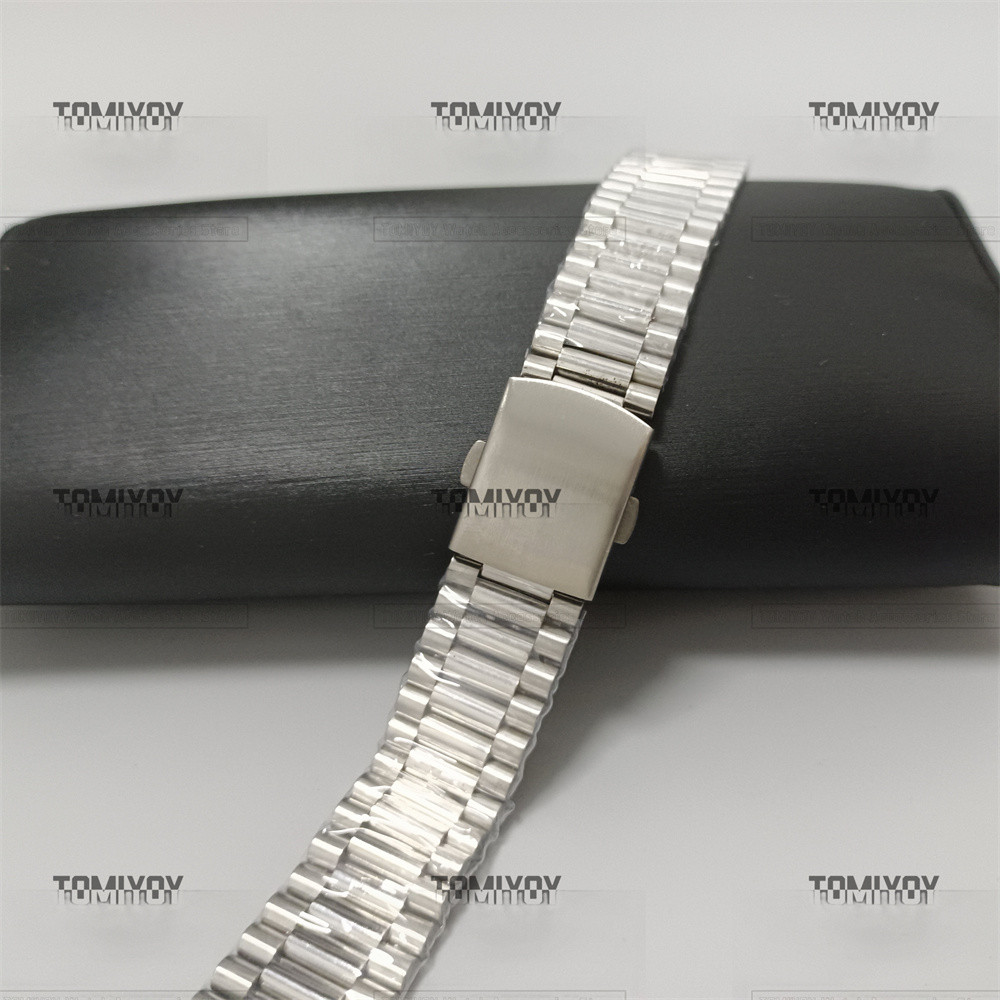 Silver Stainless Steel 18MM 20MM 22MM Flat End President Watch Band Strap Band Bracelet Fit For RLX 
