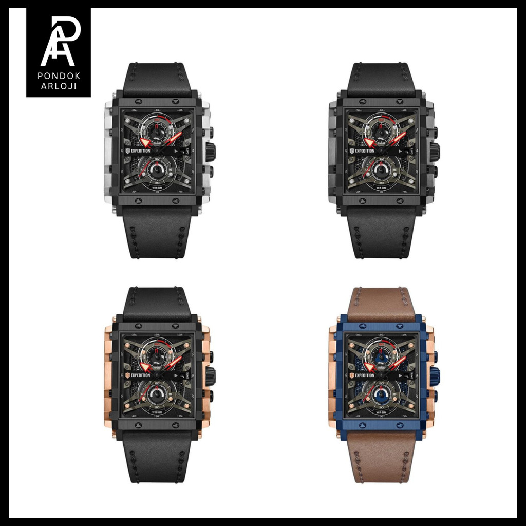 ORIGINAL Jam Tangan Pria Expedition EXP 6757 / exp6757 / 6757 Leather Chronograph