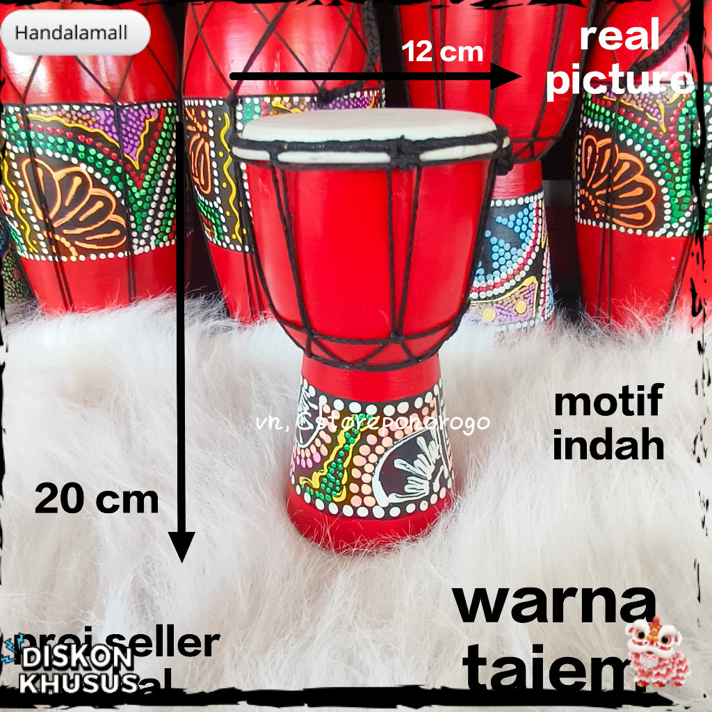 JIMBE 20 CM / kendang jimbe / kendang jawa / kendang reog / ketipung / alat musik / barongan / pecut