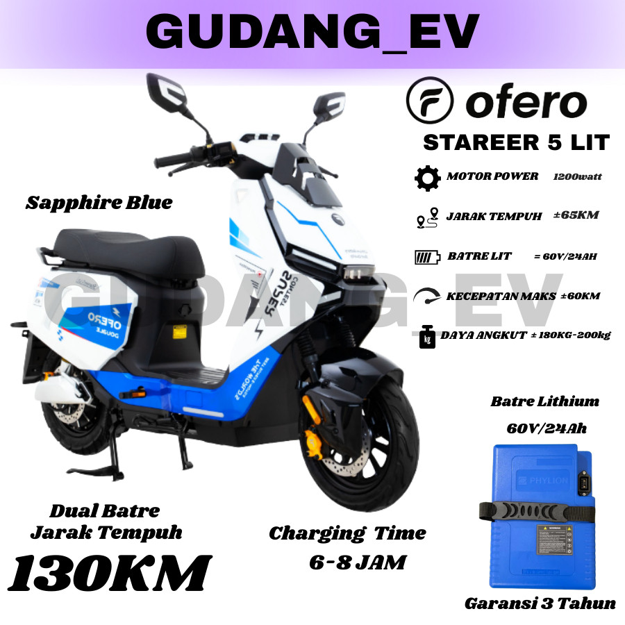 PROMO SEPEDA LISTRIK TERBARU OFERO STAREER 5 LIT / OFERO STAREER 5 LITHIUM STAREER 5 LIT STAREER 3 L