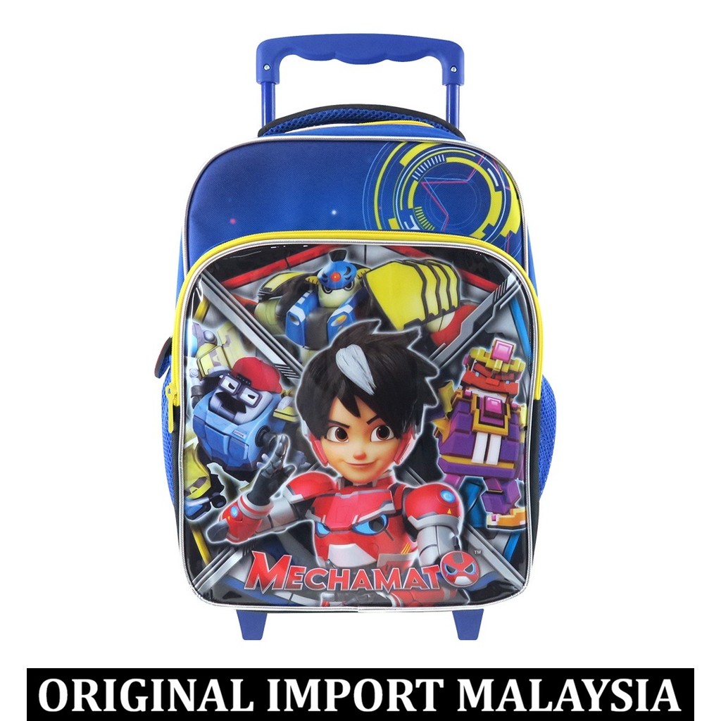 Tas Ransel Troli Mechamato Character Pre School Trolley Bag 2 wheel roda Original import malaysia ma