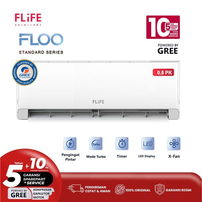 Flife Gree AC FLOO Series | AC Standard Proyek | 0.5PK 0.75PK 1PK 1.5PK 2PK