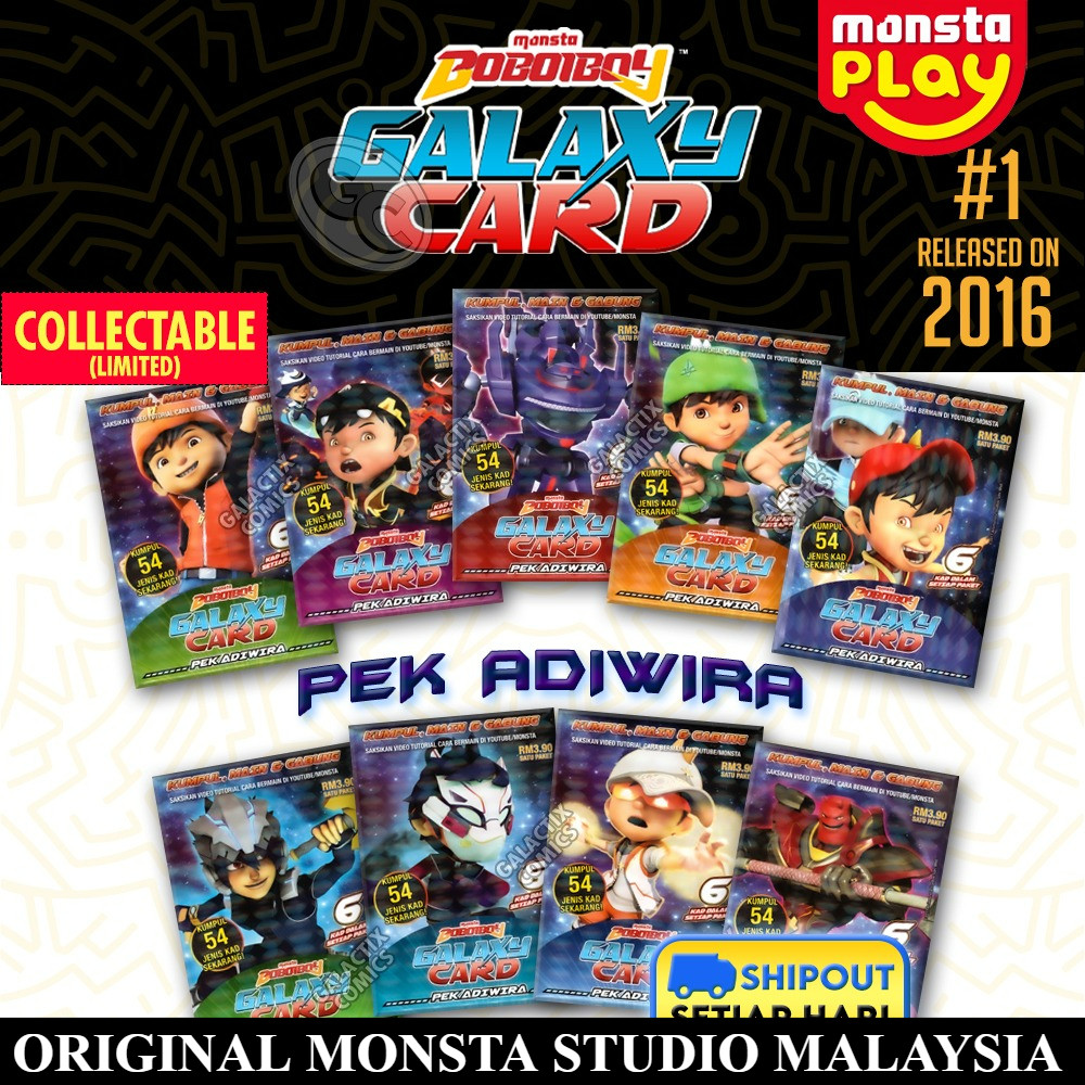 Kad Boboiboy Galaxy Card Pek Adiwira Full Set Kartu Monsta Galxy Card MGC original import malaysia o