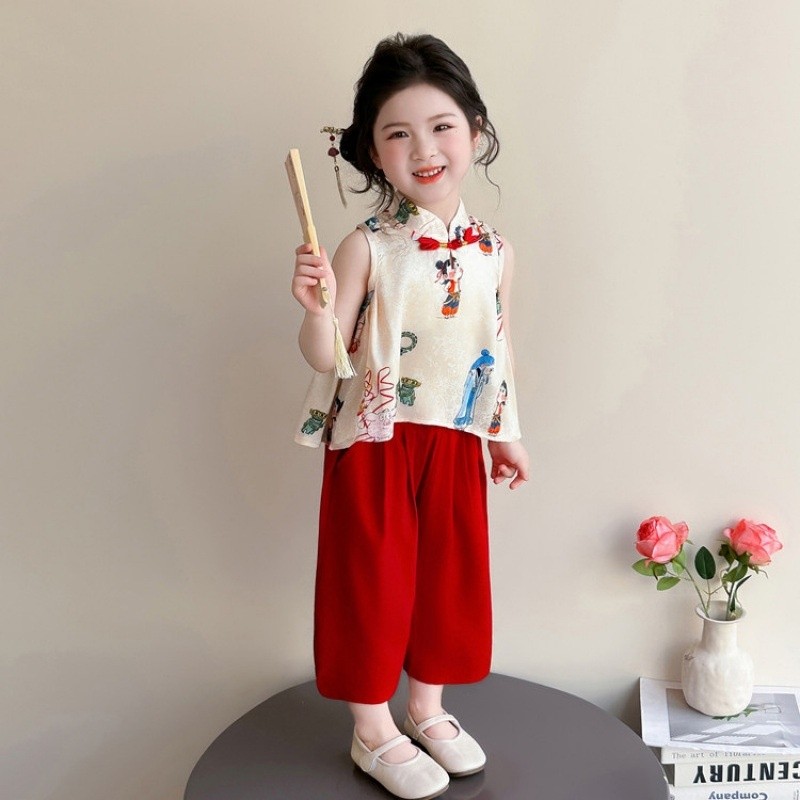 [MIMPI CIAN] Setelan Cina Baru Anak Perempuan Hanfu Atasan dan Celana Gaya Cina Baru Anak-anak Set