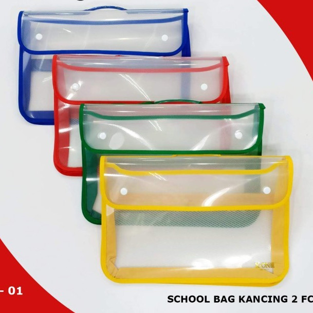 Map Plastik Kancing 2 dengan Handle Folder One ( Premium ) / Map Tenteng / Map Jala Jaring Kancing 2