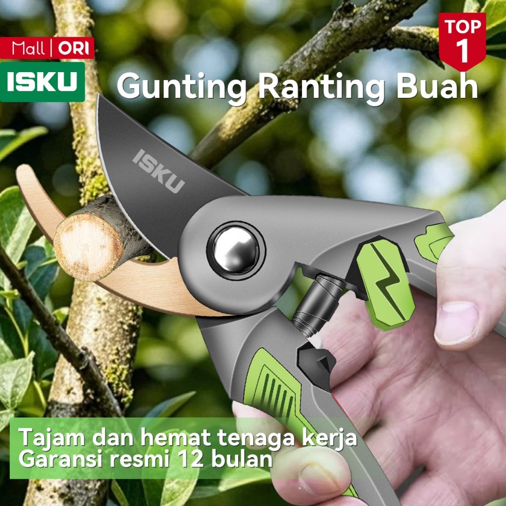 ISKU Gunting Dahan Ranting SK5 Baja Super Tajam - Pruning Shears Heavy Duty Gunting Tanaman Bunga Ke