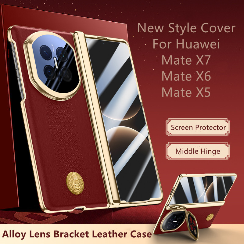 Casing untuk Huawei Mate X7 X6 X5 Penutup Ponsel Lipat Kulit Magnetik Penyangga Braket Pelindung Lay