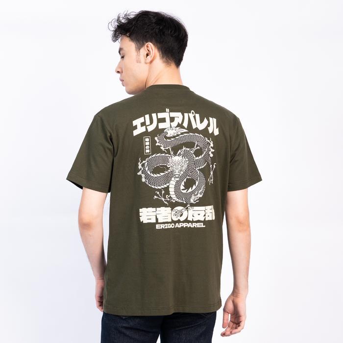 Erigo T-Shirt Yukino Army - Kaos Hijau Tua Pria & Wanita - size, S