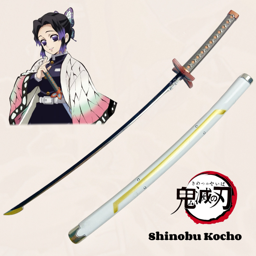 9.3in Demon Slayer Koou Shinobu Metal Katana Sword Ninja Knife Original Samurai Katana Sabre Cosplay