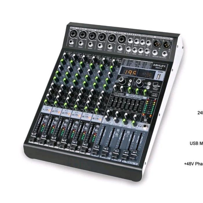 Ashley Mixer Audio MDX6 mdx 6 Channel 4 Band EQ 7 Band Stereo 24bit Digital Reverb 3 Aux Output MP3 