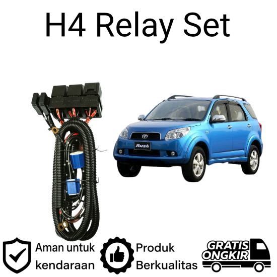 AM Relay Set Lampu Utama LED H4  Mobil Toyota Rush 2007 2012