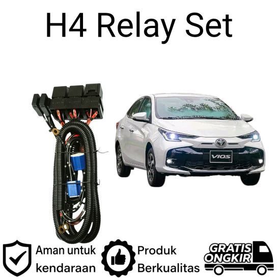 AM Relay Set Lampu Utama LED H4  Mobil Toyota vios gen3