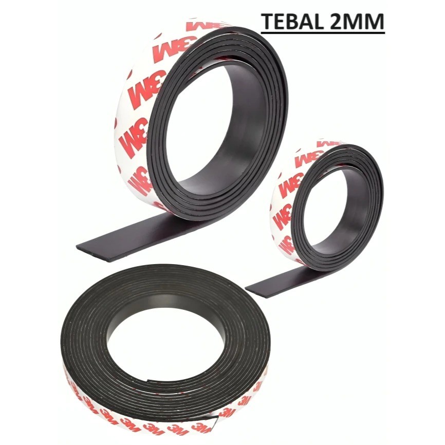 Magnet Strip lembaran tape 3M lebar 1.5 x 2 mm Double Tape Magnet Magnet Flexible Rubber Lembaran.mu