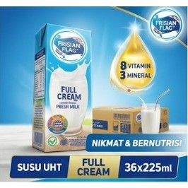 1 KARTON Frisian Flag Susu UHT Full Cream 225ml Isi 36 Pcs Susu Bendera Dus