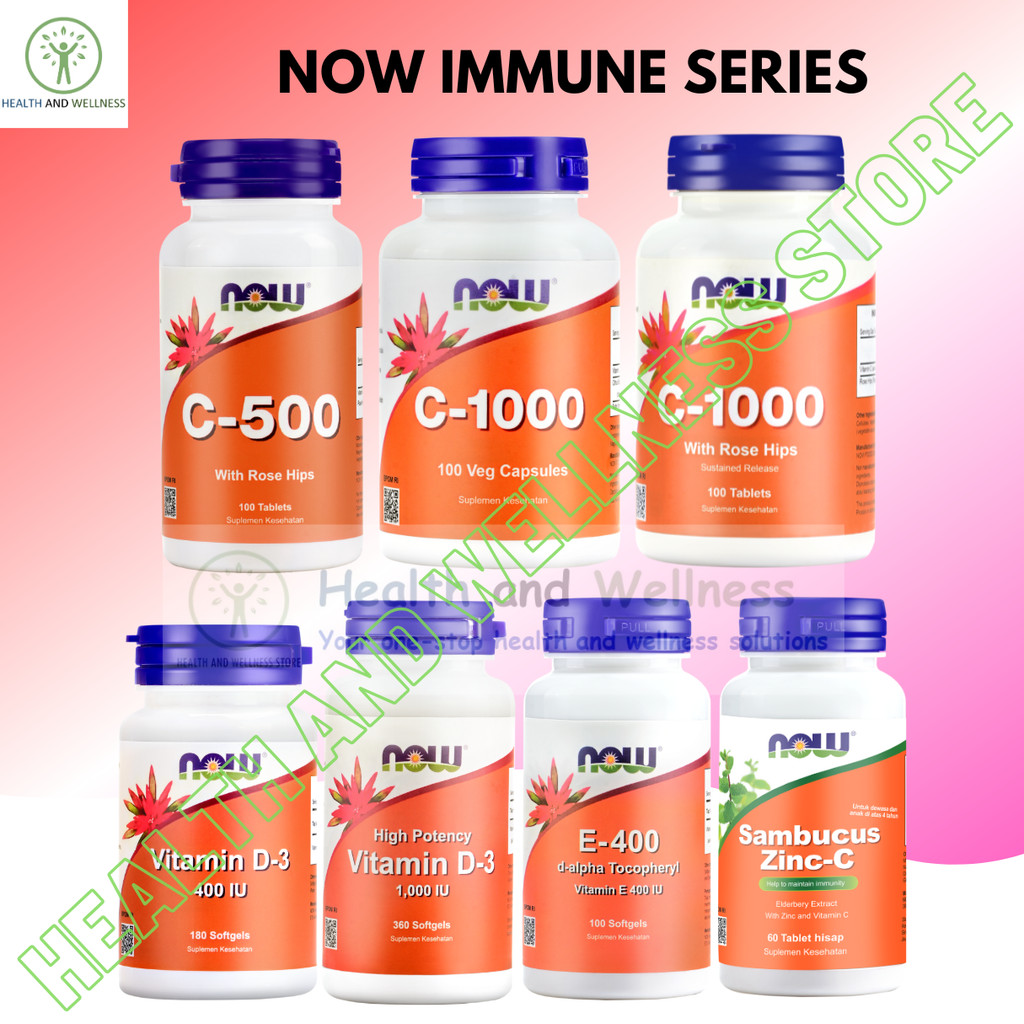 Now Foods Series Vitamin C 1000 Mg 500 Mg Rose Hips Vitamin D3 1000 Iu