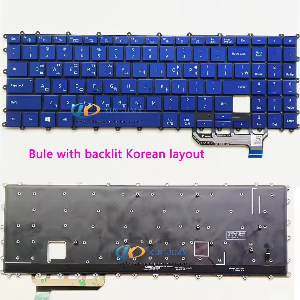New US/KOR Keyboard For Samsung  NP950 NP950QCG NT950QCG NSK-88ABN BA59-04428A Blue Backlit