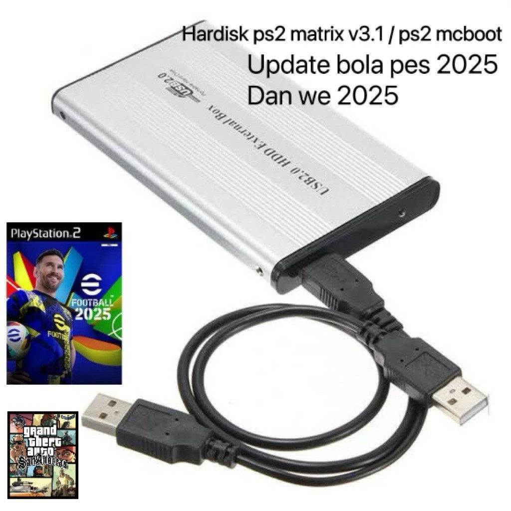 (DWELL) Harddisk eksternal ps2 / Hdd ps2 500gb|250gb|160gb|120gb support semua ps2