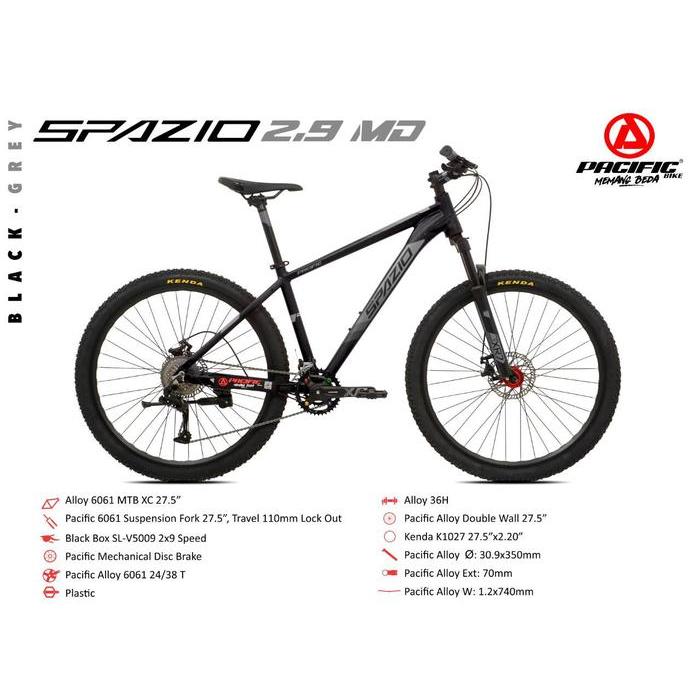 PROMO GASSPOLL SEPEDA MTB PACIFIC SPAZIO 2.9 27,5 inch ALLOY 2x9 SPEED DISC BRAKE