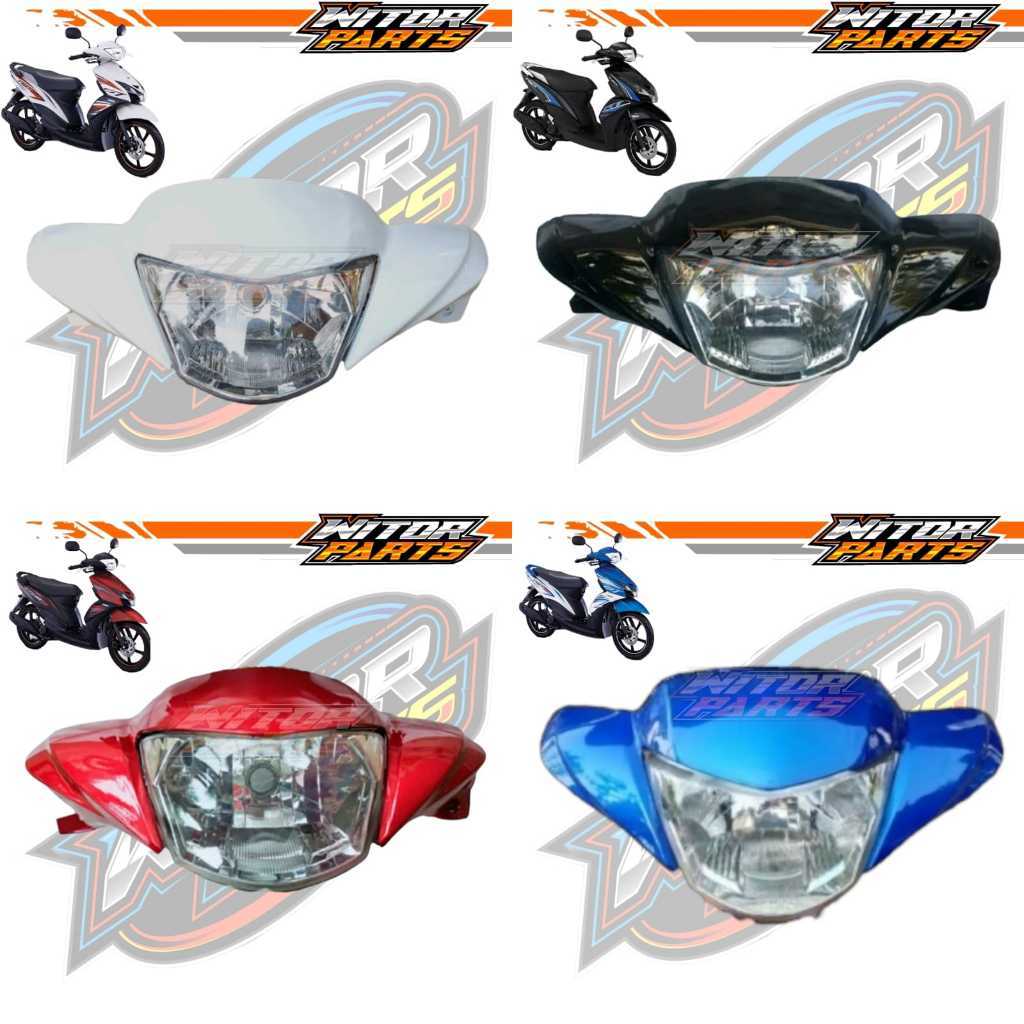 Batok Kepala Depan Mio GT + Reflektor Lampu Depan Warna Hitam Putih Merah Biru / Batok Kepala Depan 