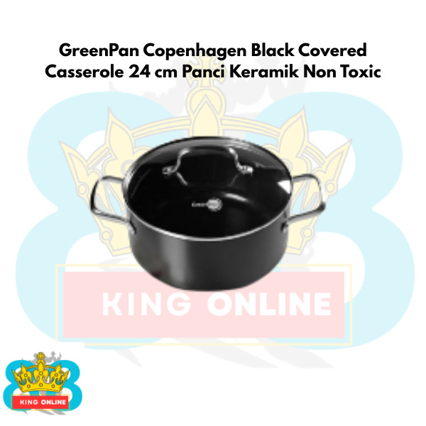 GreenPan Copenhagen Black Covered Casserole 24 cm Panci Keramik Non Toxic