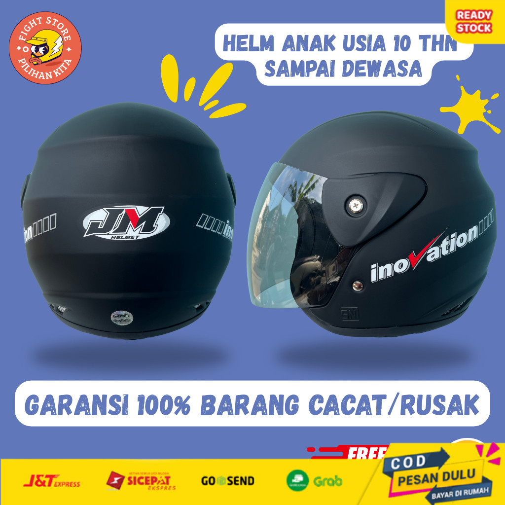 Helm Anak Original SNI JM Half Face Remaja Dewasa Laki Laki Perempuan Cewek Cowok Viral Kekinian