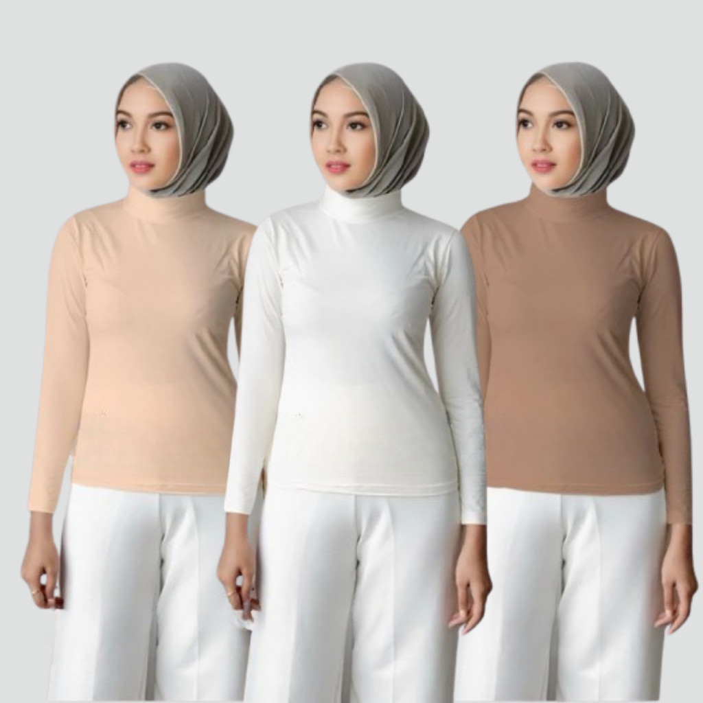 QIBLA FASHION - MANSET BAJU DALAMAN WANITA SPANDEK BALON STANDAR JUMBO INNER KAOS