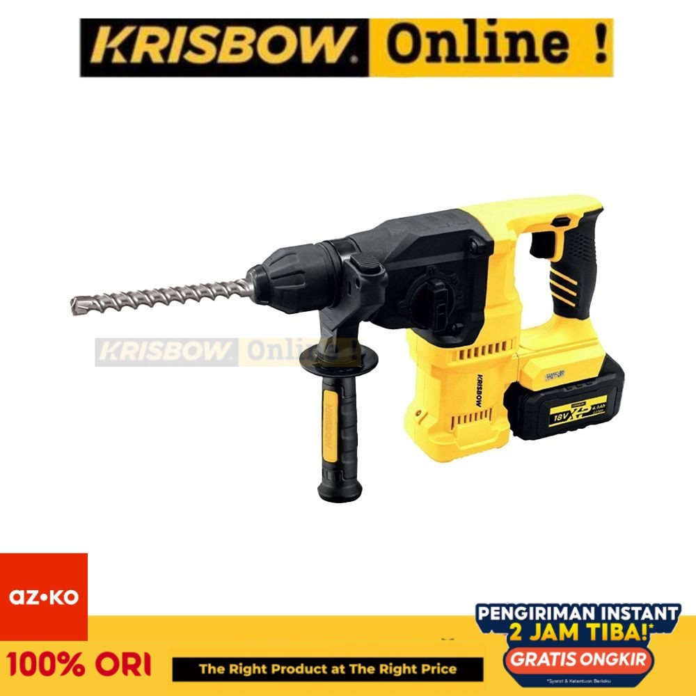 Krisbow Bor Tangan Rechargeable Drill Dril Listrik Rotary Hammer Cordless 26 mm Ircrh26 - Kuning Bor