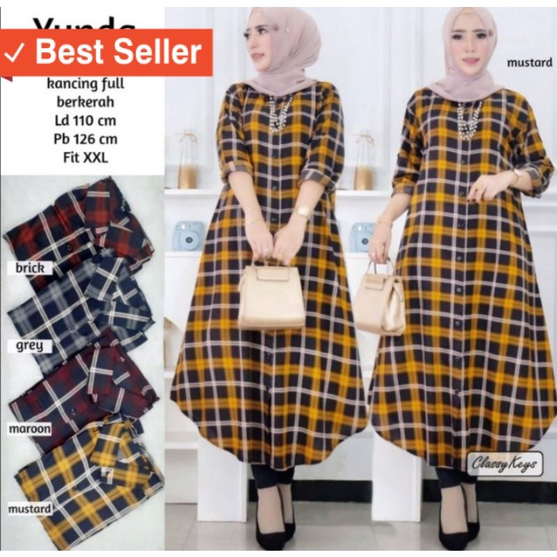 Baju Lebaran Murah / Tunik Tartan Revana motif kotak-kotak || Atasan wanita Tunik motif kotak-kotak