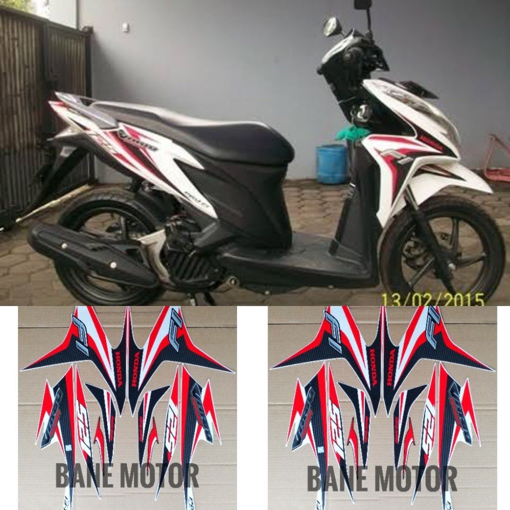stiker motor Vario 125 putih merah - striping Vario Techno 125 2013-2014 - stiker body Vario 125 old