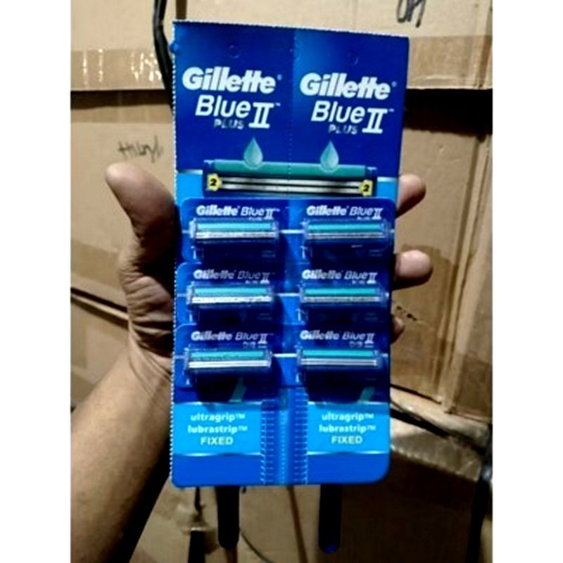 Gillette Blue II Isi 6 Pcs – Cukur Kumis & Jenggot 2 Mata Pisau Tajam