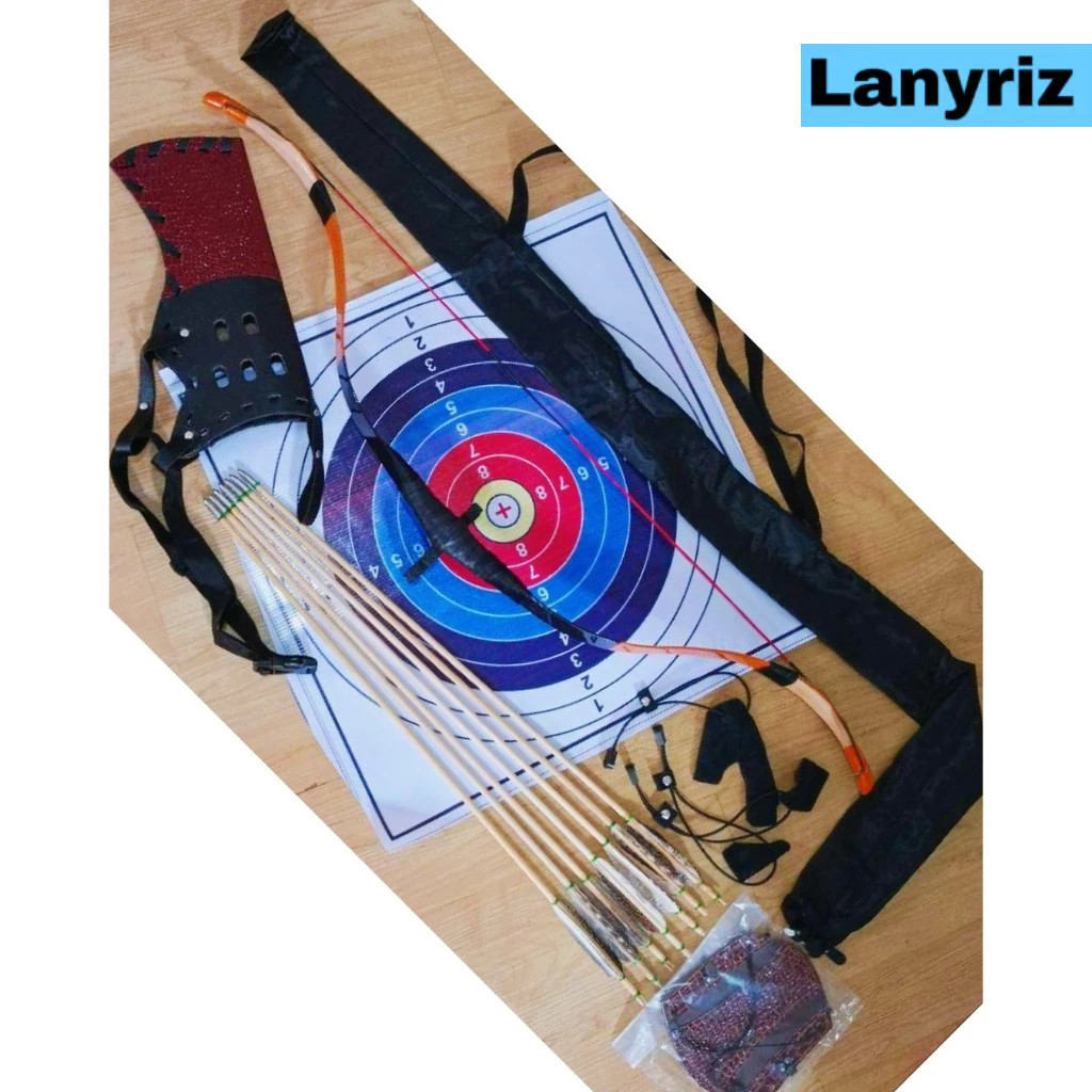 Paket Panahan Anak SD Busur Bending Turkish 15-25Lbs Siyah jepit Sonokeling