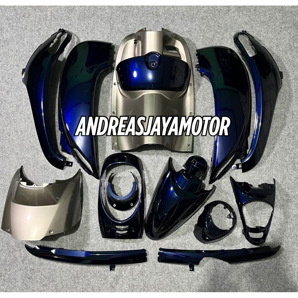Cover full set body halus scoopy fi esp tahun 2013 2014 2015 2016 warna biru dongker