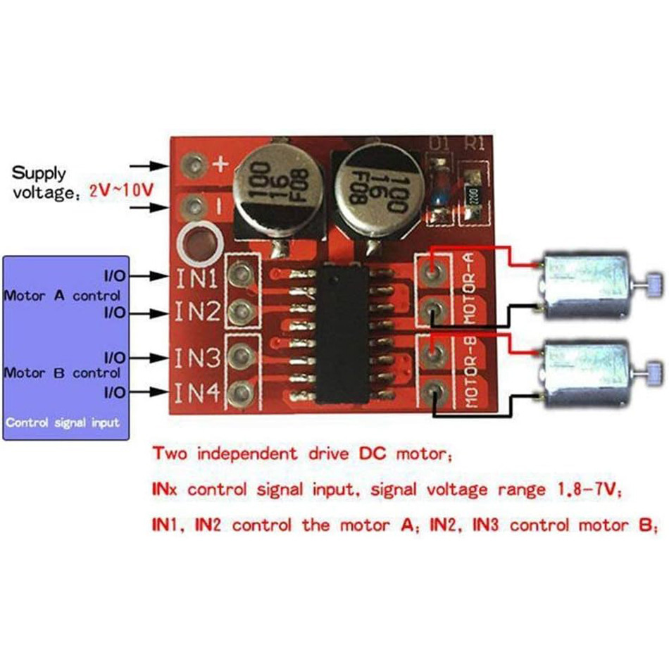 6 Pack Mini L298N DC Motor Driver, MX1508 Mini Dual Channel 1.5A 2 Way PWM Speed Controller Dual H-B