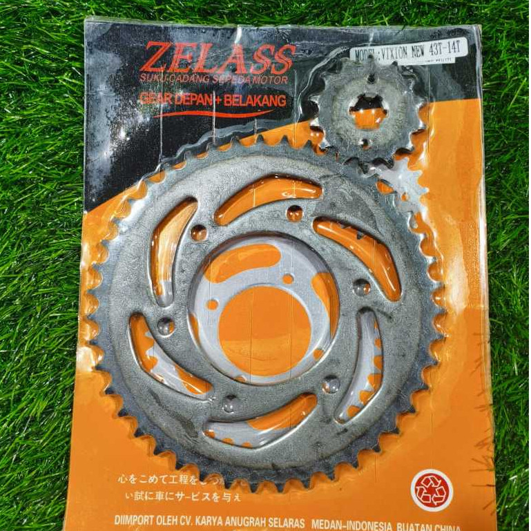 Gir Depan Belakang Vixion New 14T/43T/Gear Vixion New depan belakang 428 ZELASS