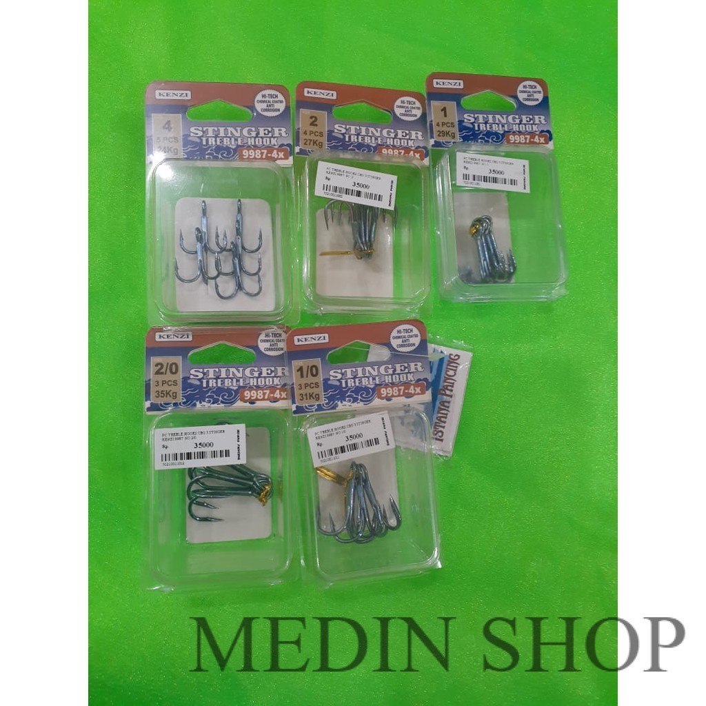 MATA KAIL KENZI STINGER TREBLE HOOK 9987 NO 1,2,4,6,1/0,2/0,3/0 MATA KAIL PANCING CABANG 3 GUMALA MA