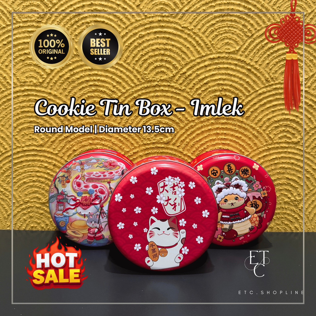 IMLEK Cookie Tin Box Round D:13.5cm | Kaleng Kue Natal Imlek