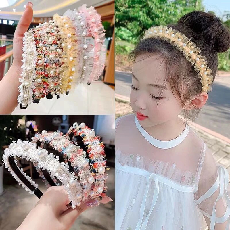 LULU PAIYYA | AR18 Bando Bunga Mutiara Anak Perempuan Colorful Fashion Wanita Bando Lucu Murah