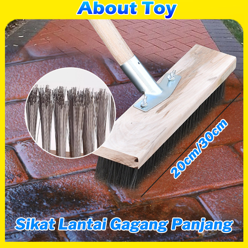 Sikat Kawat Baja 120CM Super Panjang - Sikat Besi Lantai Dek Beton & Permukaan Keras, Gagang Kayu Ko