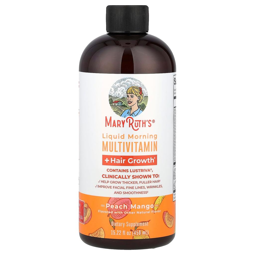 MaryRuth's, Liquid Morning Multivitamin + Hair Growth, Peach Mango,
