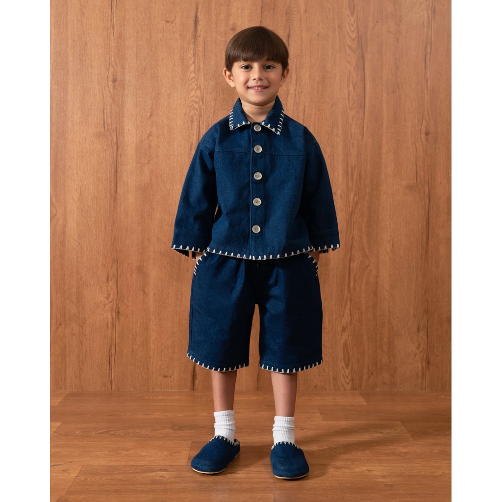 SABINE AND HEEM - MALO Denim Sashiko Short - Celana Pendek Anak