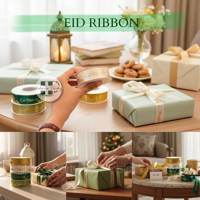 [ 1 ROLL ] Pita Satin Idul Fitri / EID Mubarak Ribbon / Pita Parcel Lebaran PREMIUM