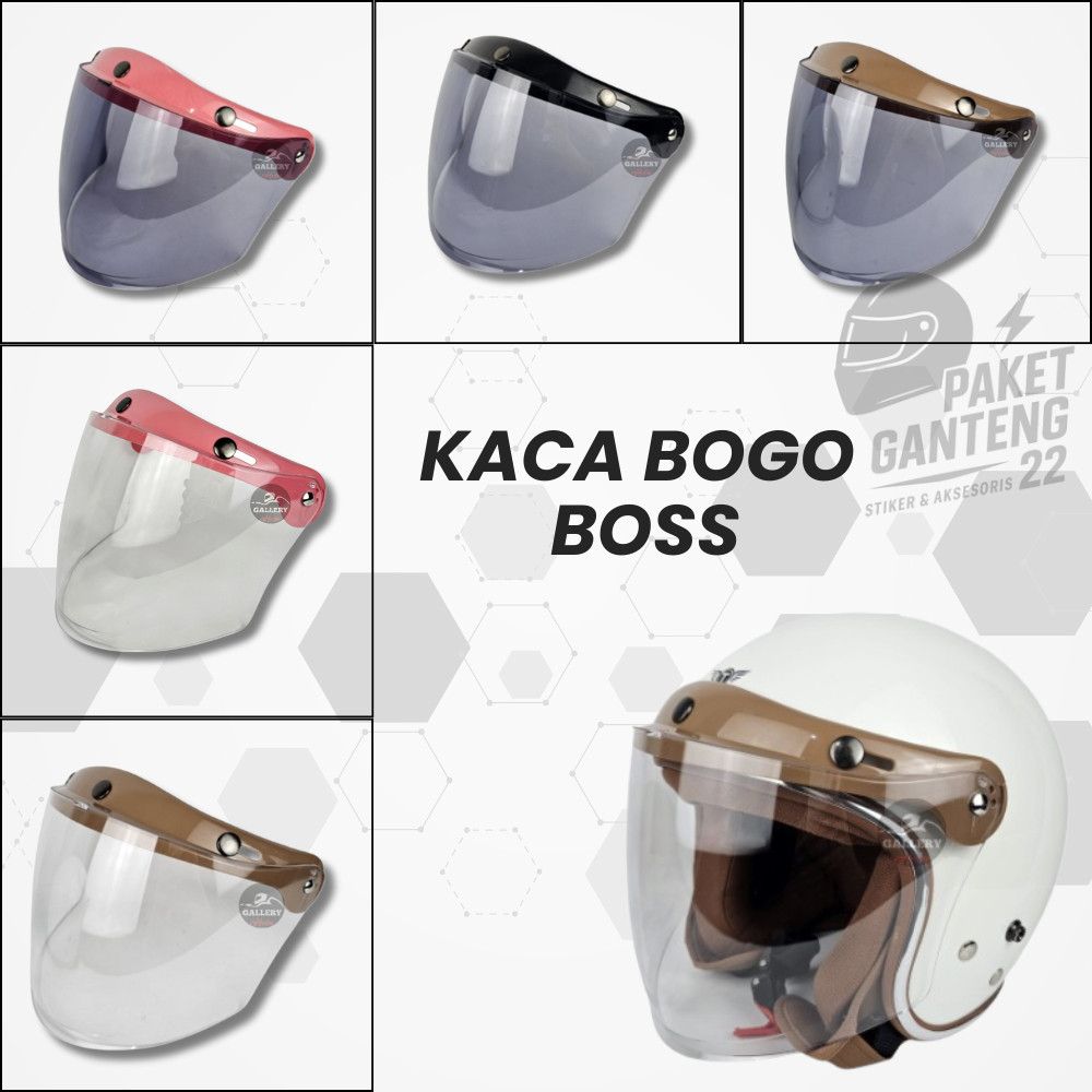 KACA VISOR BOGO FLAT ALVARIAN | KACA BOGO BOSS MODEL BARU ORIGINAL