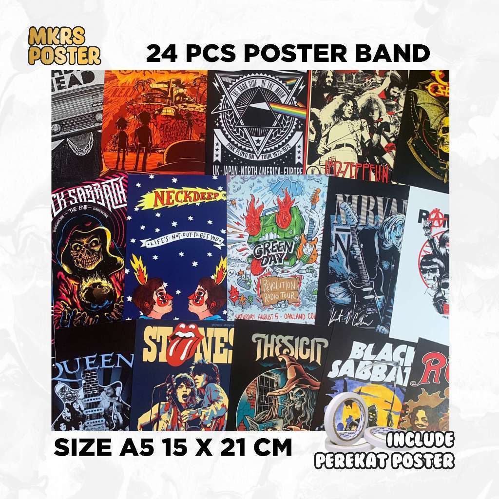 [24PCS] Poster A5 Band Metal Art Carton 15x21cm
