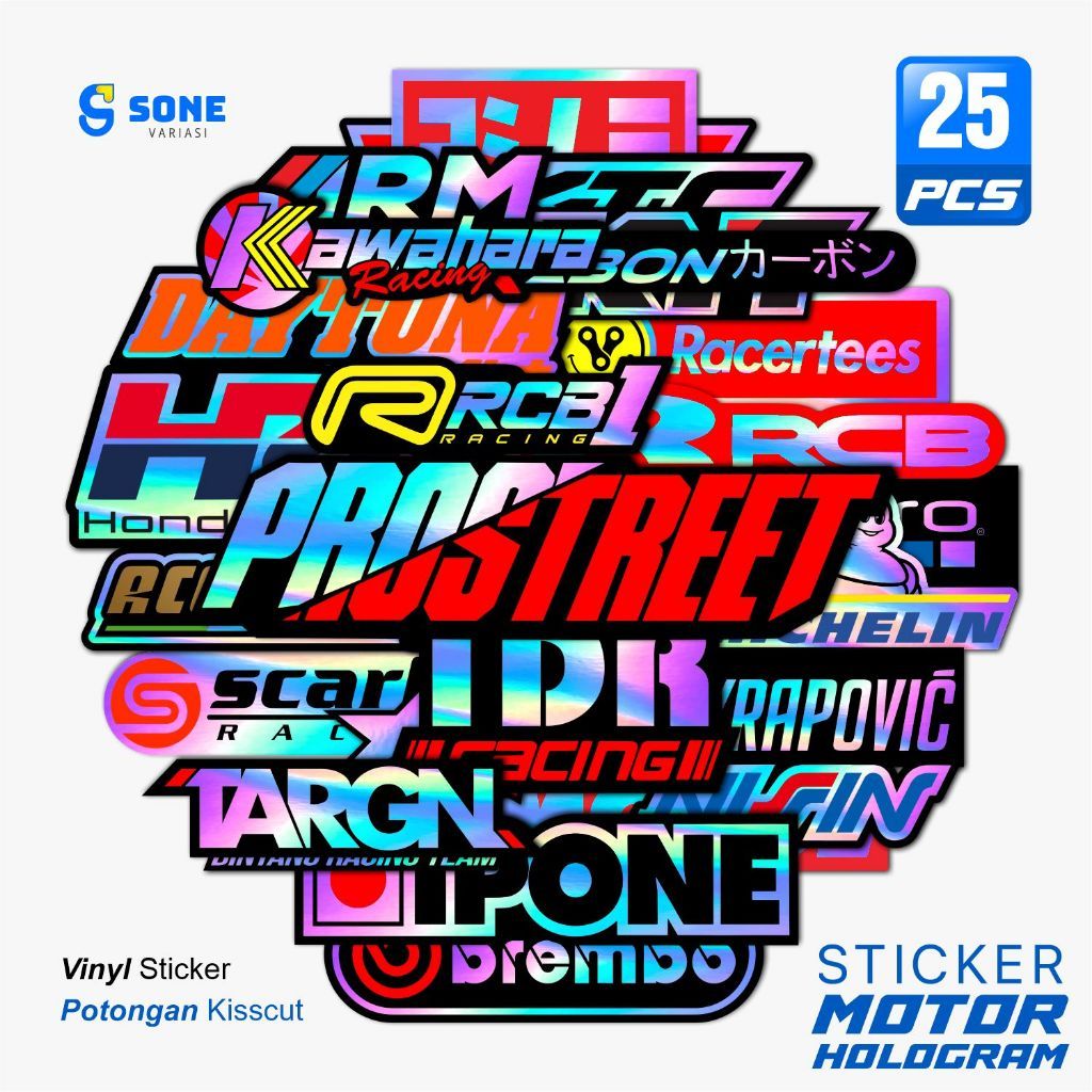 Sticker Hologram Sticker Motor Keren Sticker Racing Stiker Kata-Kata