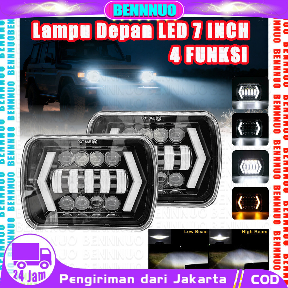 Lampu Led Depan 7 INCH 13 LED Mata Putih Kuning kotak 150W Lampu truk pickup Lampu Depan Persegi Mob