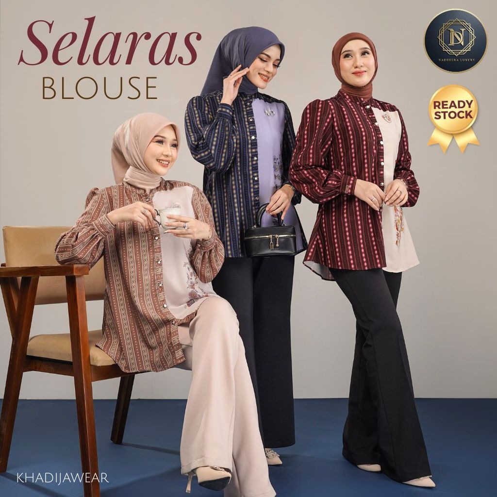 [BISA COD] SELARAS BLOUSE NADHEERA LUXURY RAYON PREMIUM BLUS ATASAN WANITA KEMEJA BATIK NADHERA SP