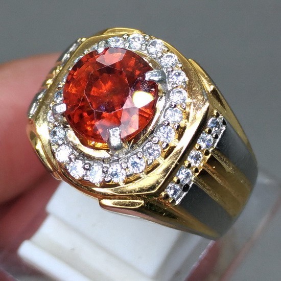 Batu Permata Mandarin Garnet Orange Ceylon Asli